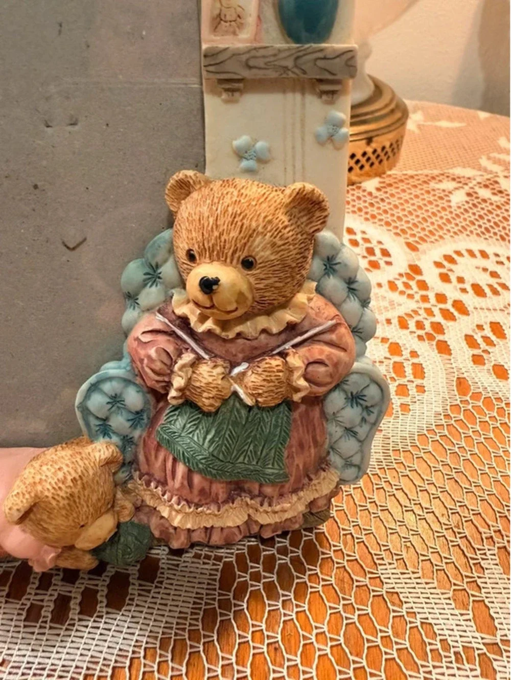 Vintage Teddy Bear Family Resin 4x6 Picture Frame Nursery Cottagecore Decor